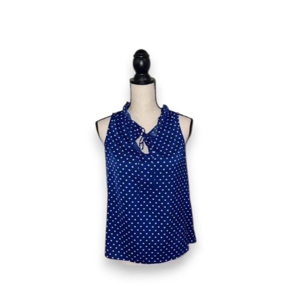 J. Crew Tops - J. Crew Blue and White Tie Front Ruffled Blouse